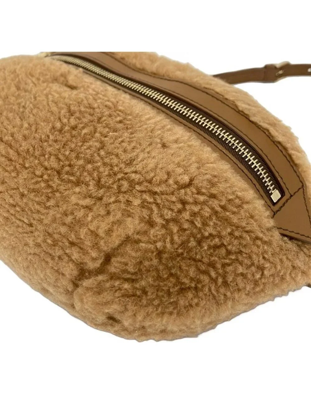 Max Mara Shoulder Bag Brown Gold Chain Silk Leather - Picture 6 of 10